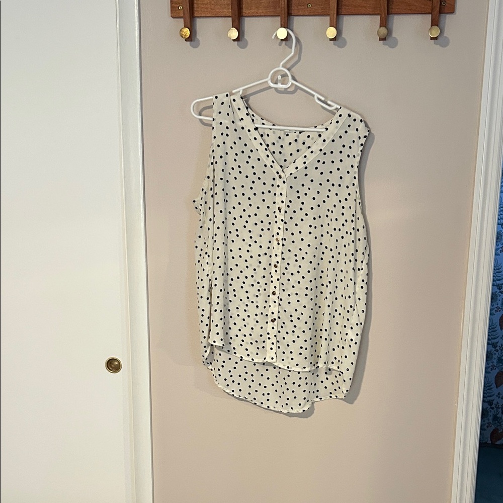 Maurices Sleeveless Polka Dot Blouse - Black and White